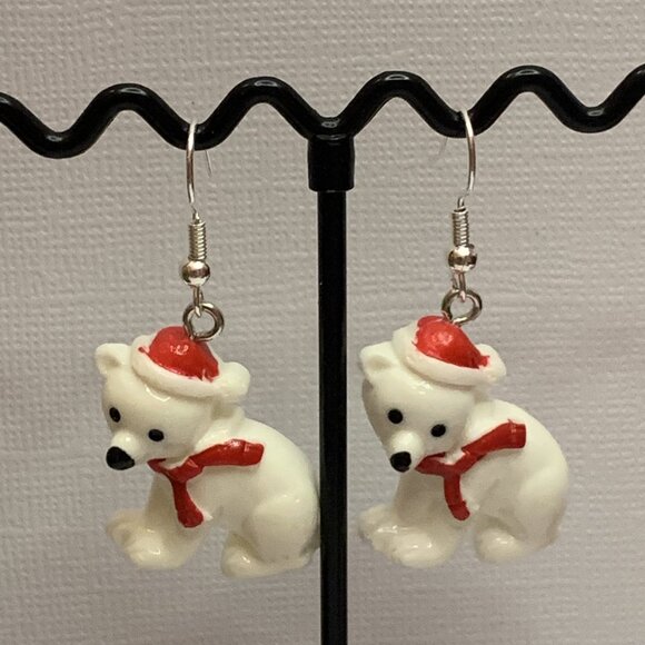 Polar Bear Earring, Santa Earring, Christmas Earring, Gift Idea, Holiday Earring - Picture 6 of 7